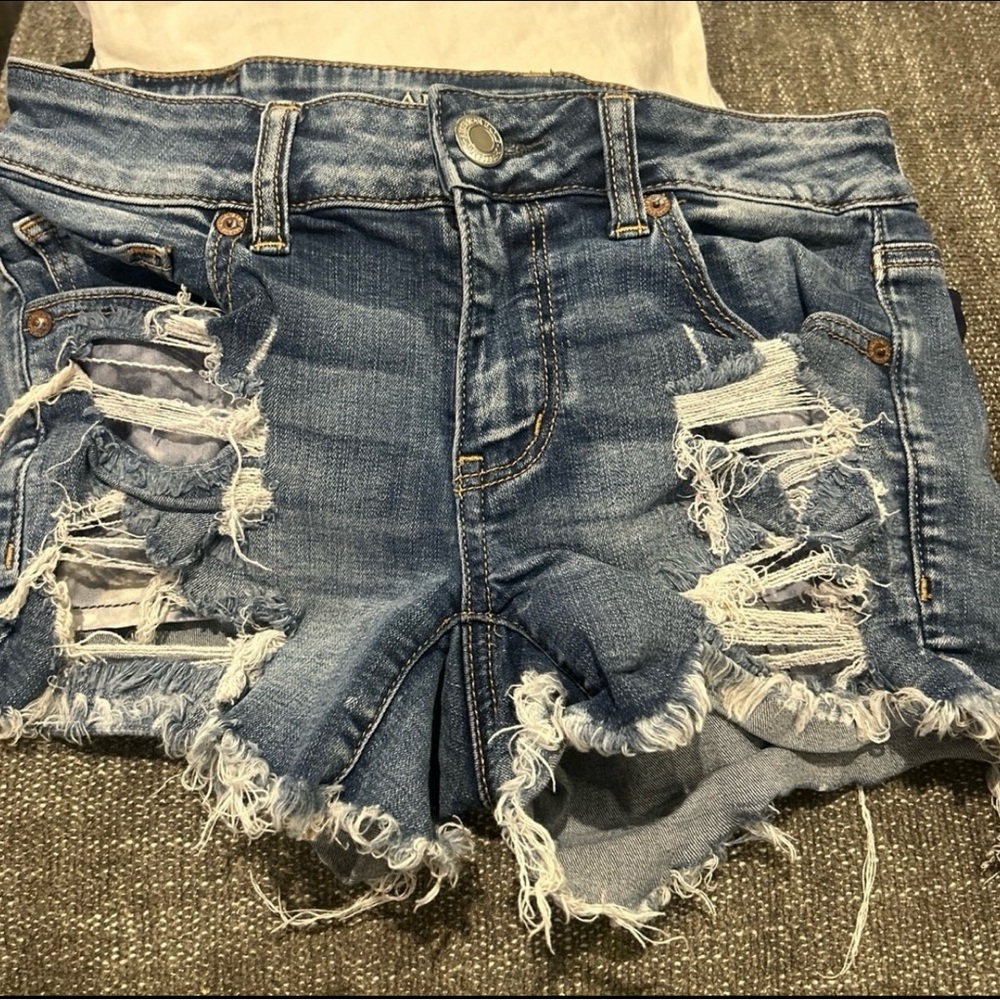 American Eagle Outfitters Distressed Blue Jean Shorts